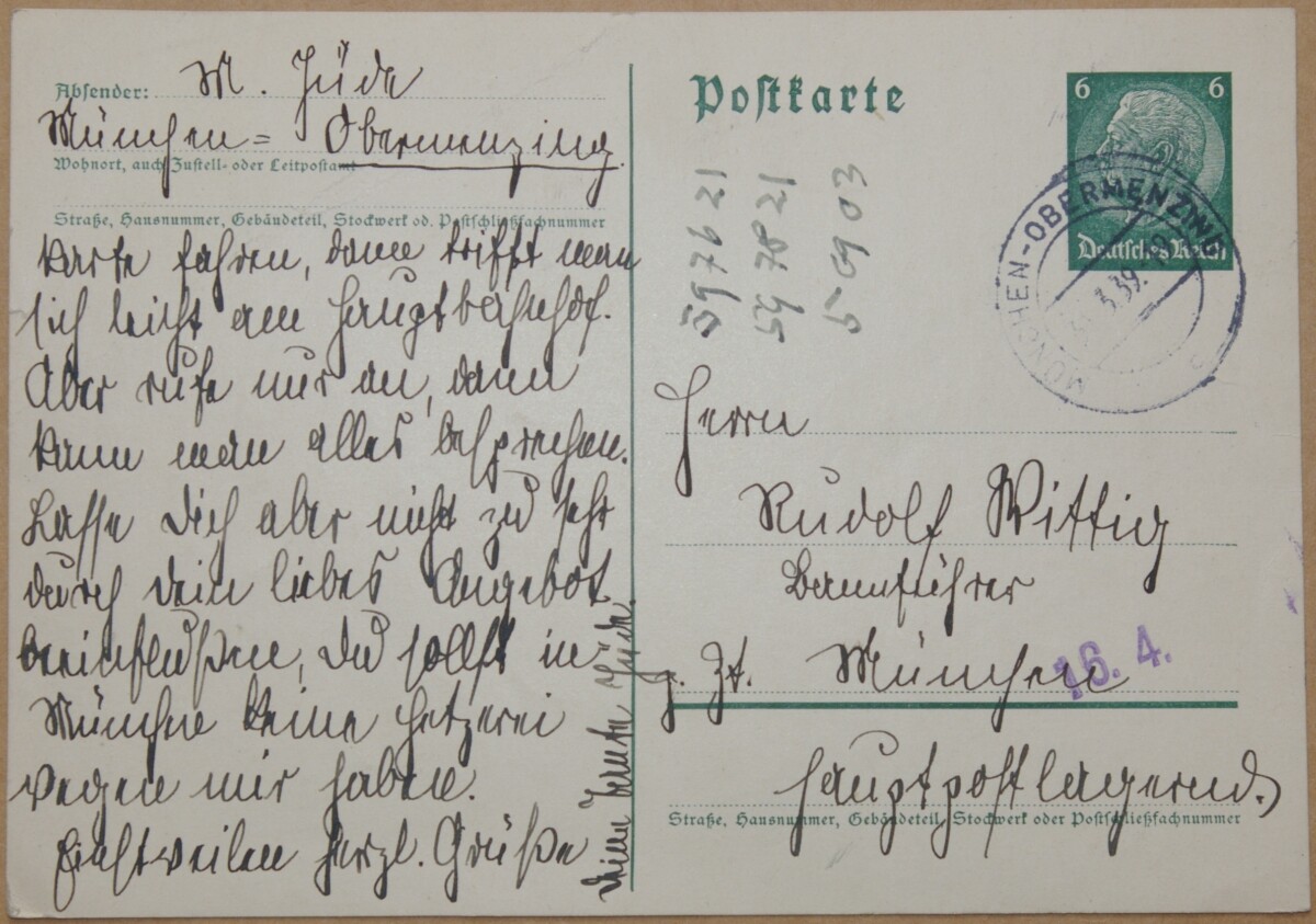 Vokietijos Reicho 1939m atvirlaiškis