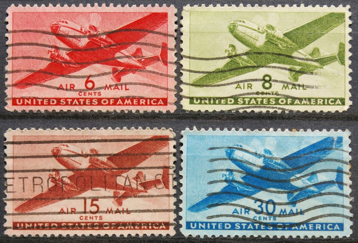 JAV, oro paštas ScNr C25-C26, C28, C30 Used(O)