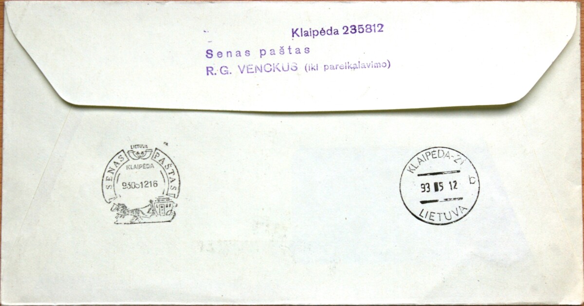 Jūrų paštas, J.J. "Lietuva" 1992m Kolumbo regatos vokas G