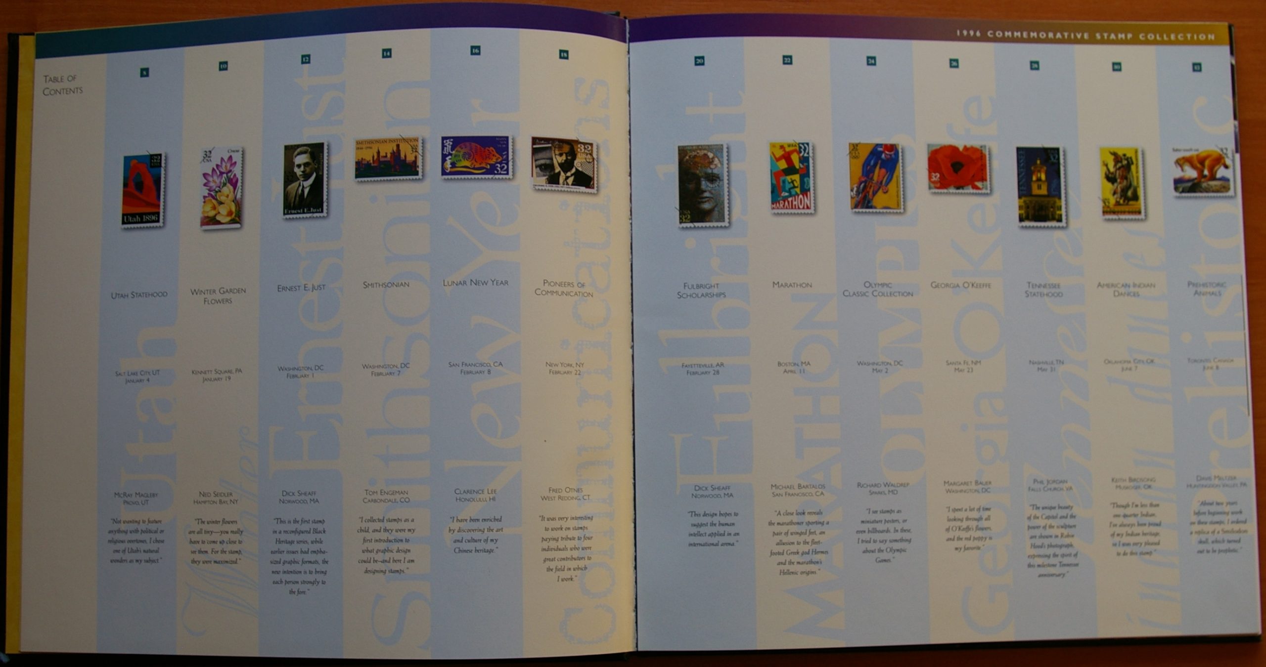 JAV, 1996 m. pašto ženklų rinkinio knyga G JAV, 1996 m. pašto ženklų rinkinio knyga G