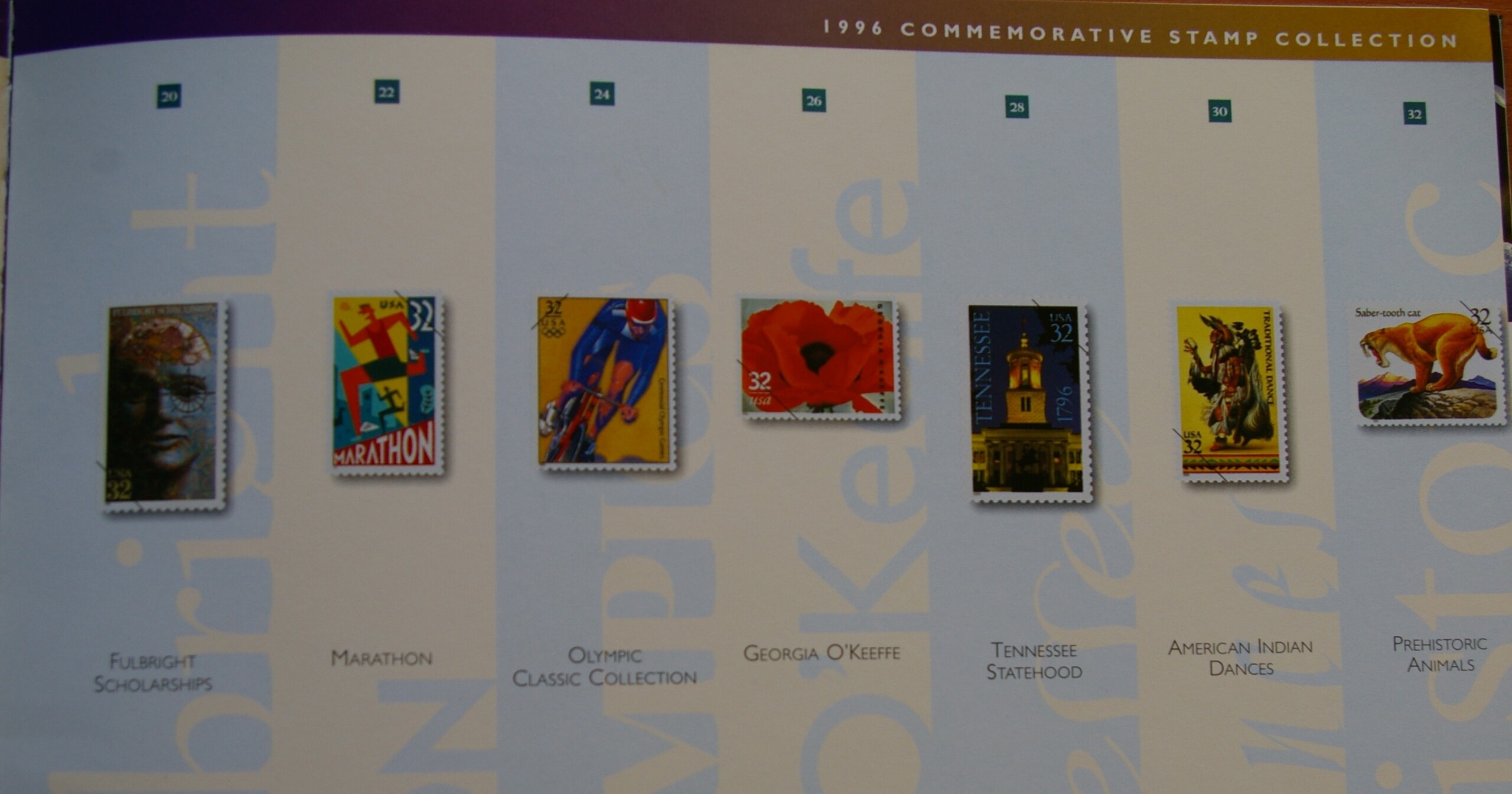 JAV, 1996 m. pašto ženklų rinkinio knyga G JAV, 1996 m. pašto ženklų rinkinio knyga G