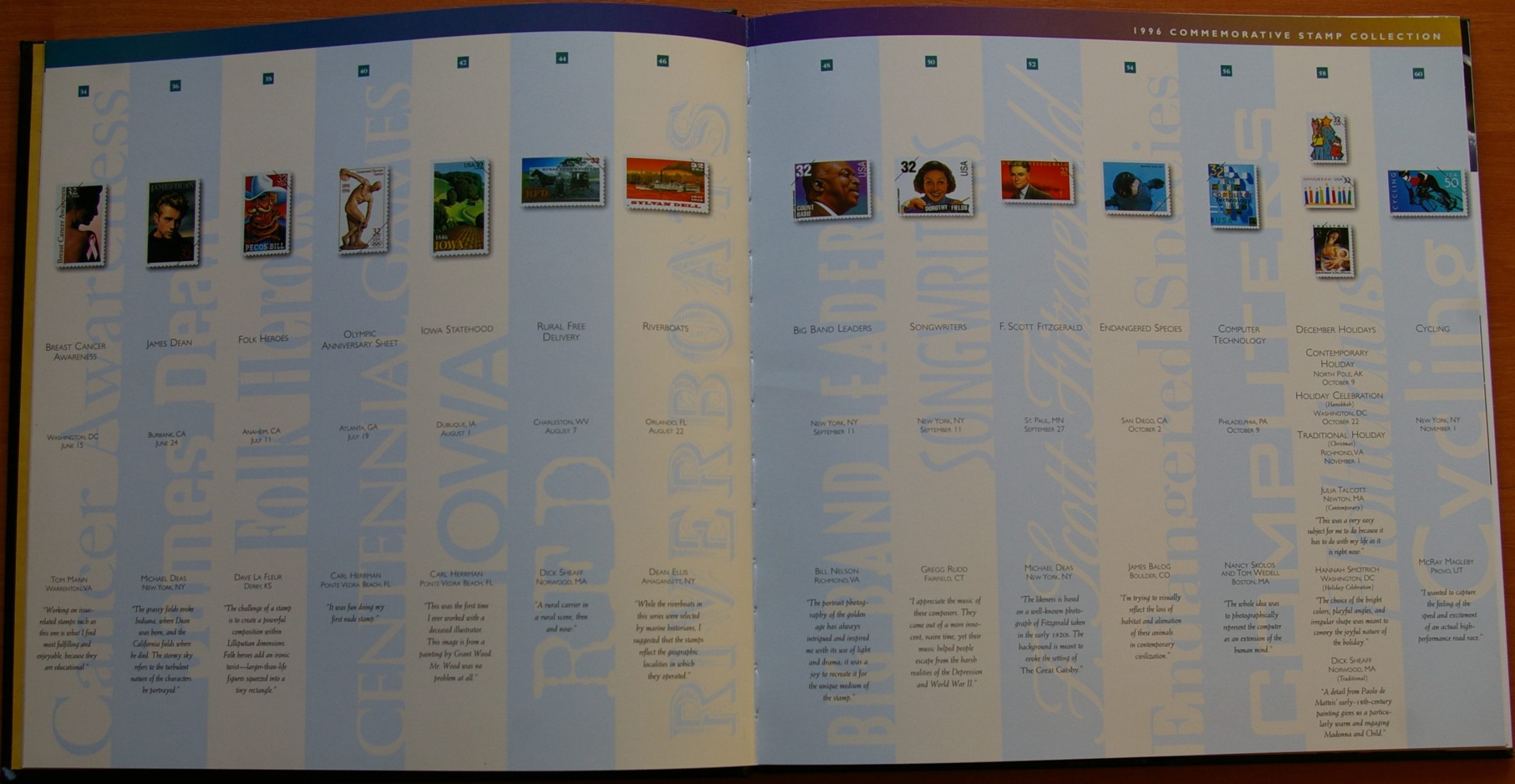 JAV, 1996 m. pašto ženklų rinkinio knyga G JAV, 1996 m. pašto ženklų rinkinio knyga G