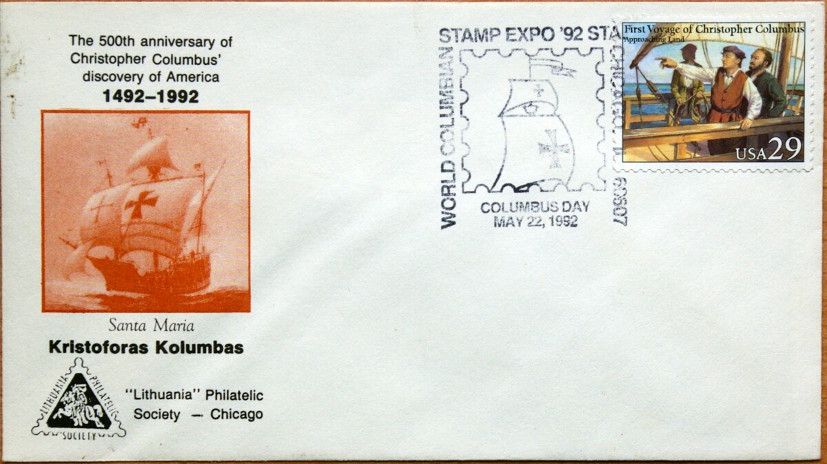 JAV, Čikagos lietuvių filatelistų draugijos "Lithuania" 1992m vokas G