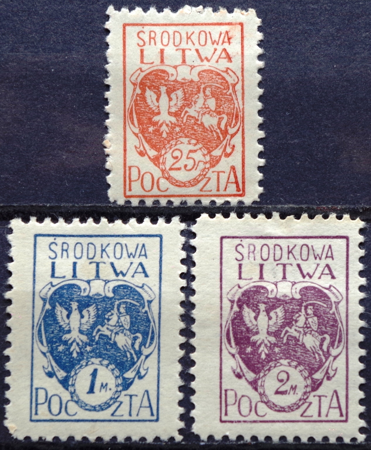 Vidurio Lietuva, pilna pirmoji serija MiNr 1-3 MH*