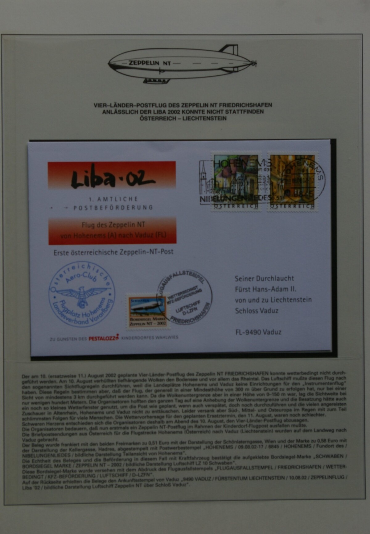 Du albumai su filateline medžiaga skirta Grafo Cepelino dirižabliams (100-čiui paminėti)