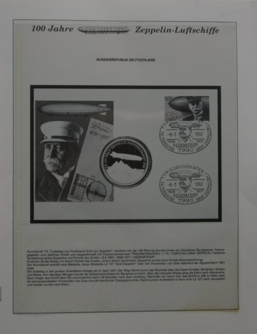 Du albumai su filateline medžiaga skirta Grafo Cepelino dirižabliams (100-čiui paminėti)