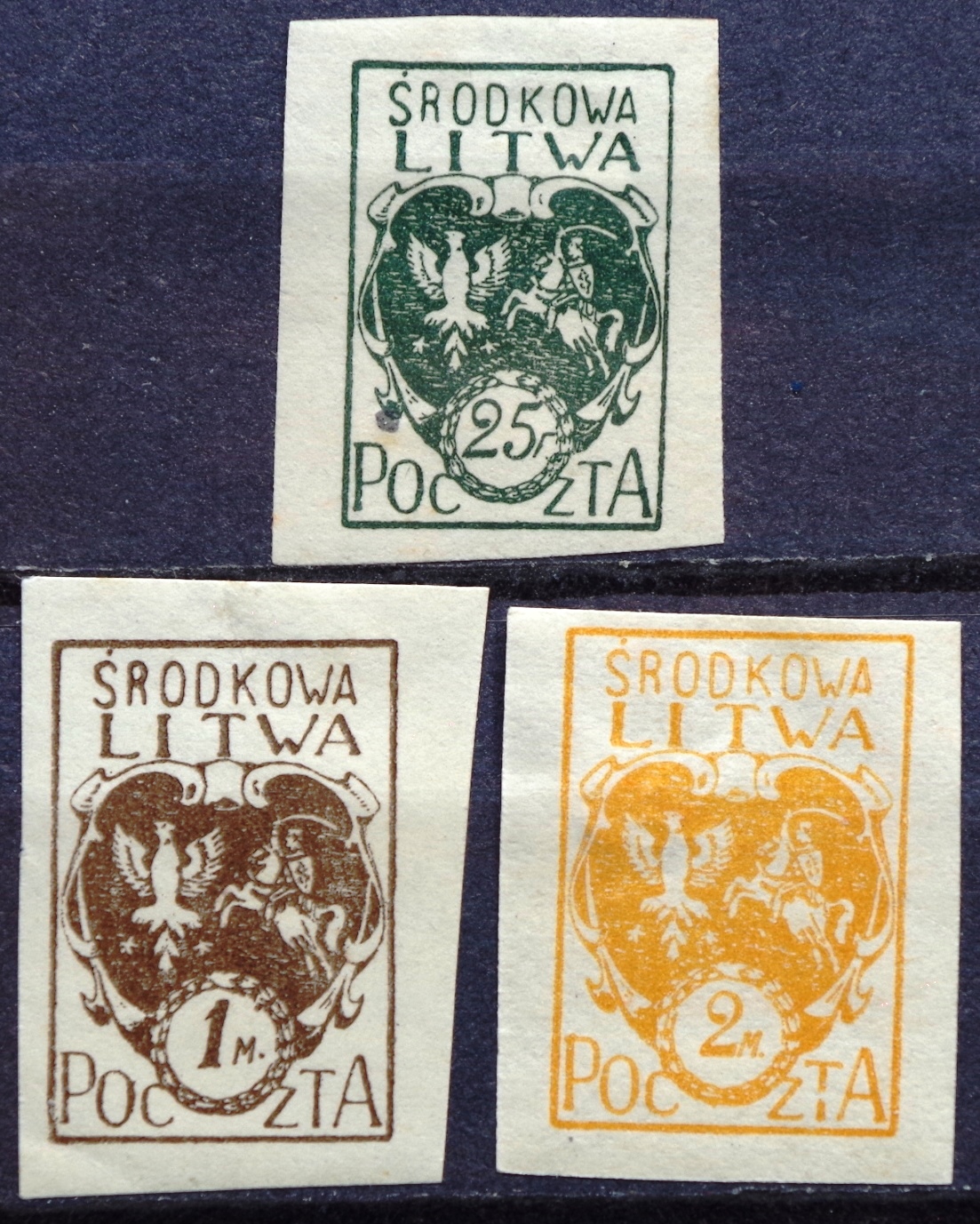 Vidurio Lietuva, pilna serija MiNr 20A-22A MH*/MLH*