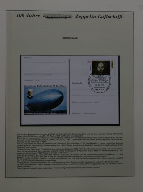 Du albumai su filateline medžiaga skirta Grafo Cepelino dirižabliams (100-čiui paminėti)
