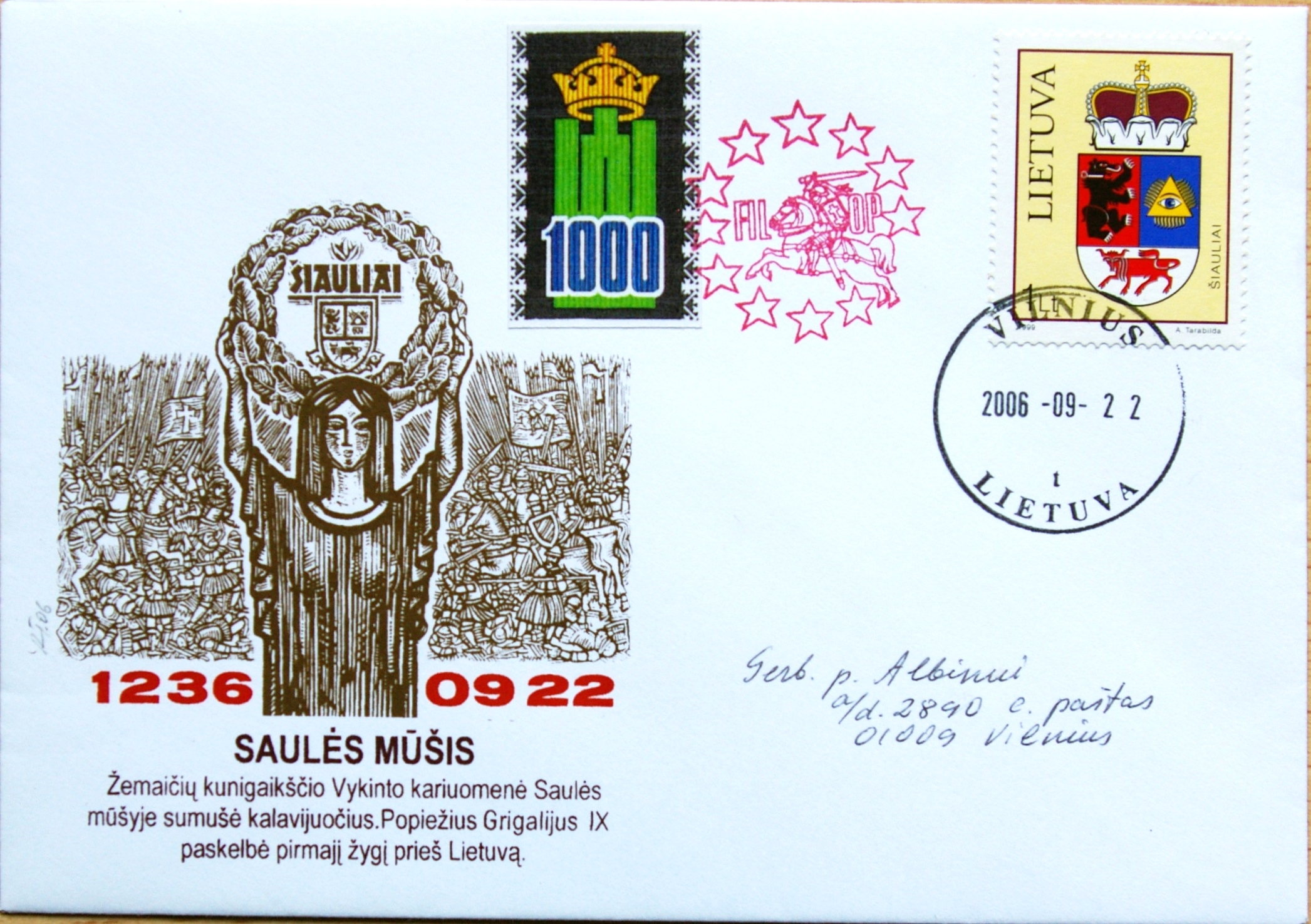 Dailininko A. Šakalio 2006m kolekcinis vokas Nr. 731