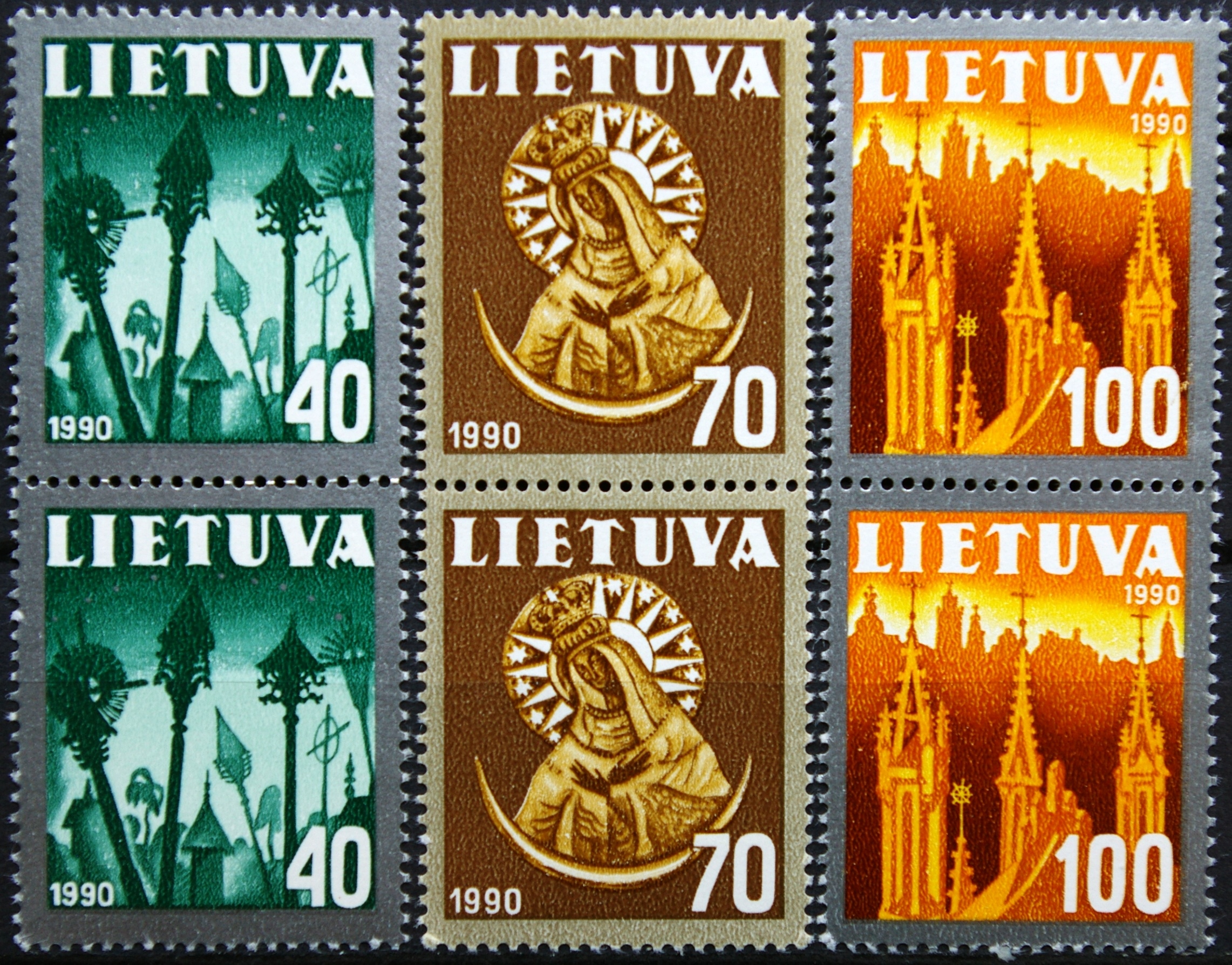 Lietuva, pilna serija vertikaliomis poromis MiNr 474-476 MNH**