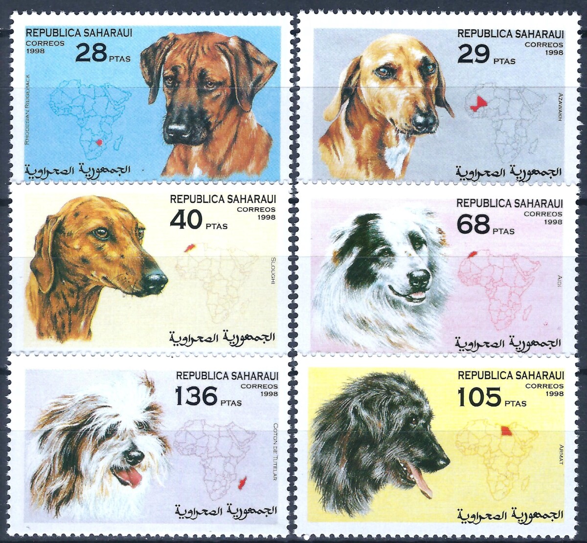 Vakarų Sachara, pilna, suvenyrinių ženklų serija 1998m. MNH** V