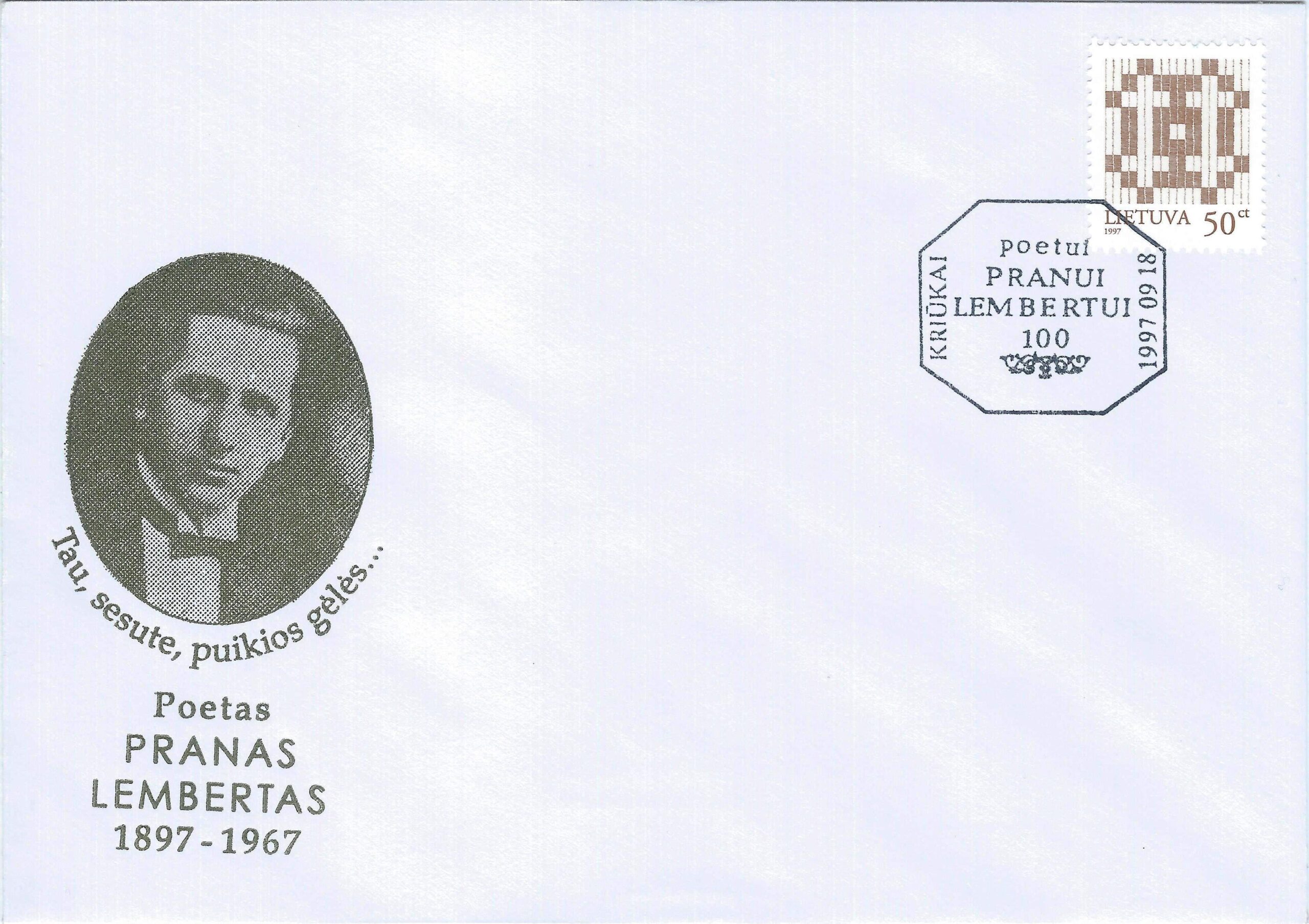 Lietuva, 1997m proginis vokas su MiNr 648I **