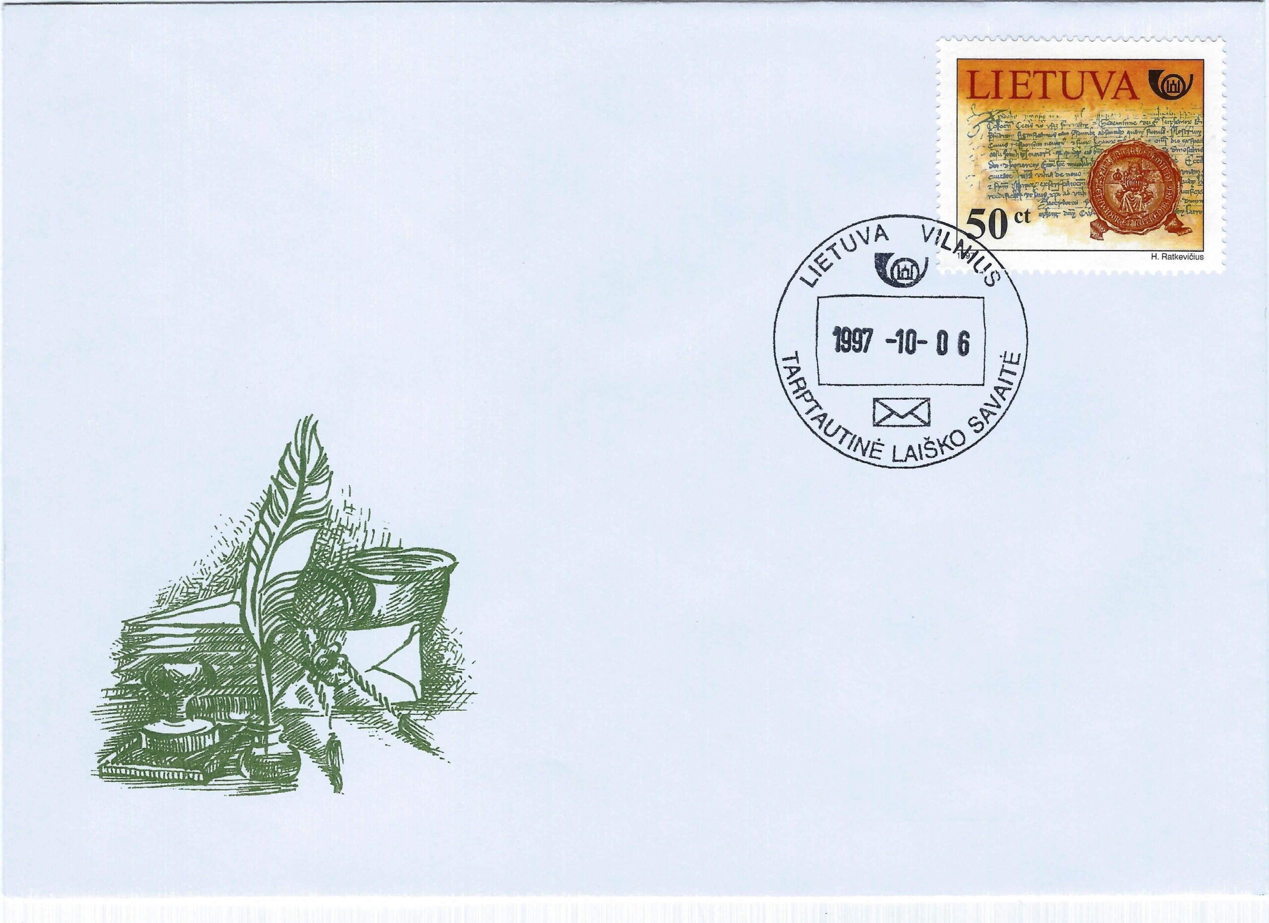 Lietuva, 1997m proginis vokas su MiNr 651 **